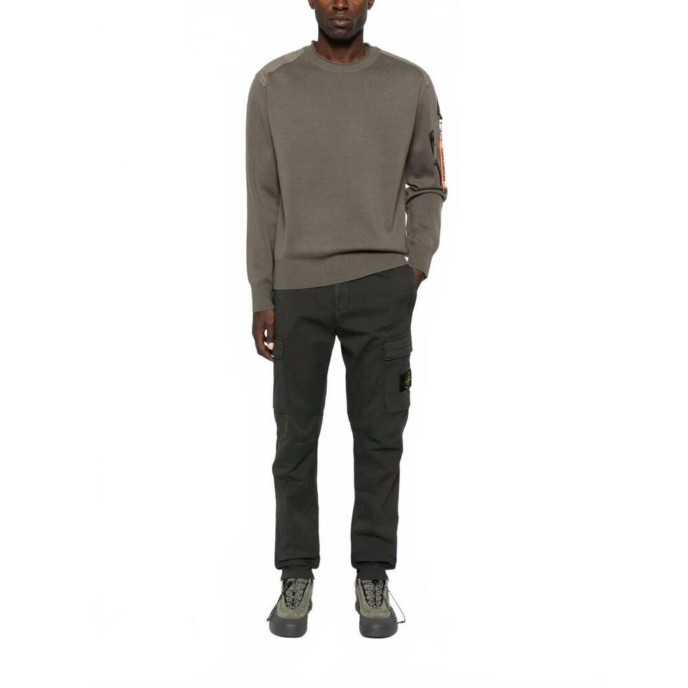 NEW PARAJUMPERS men's braw crewneck sweater in olive